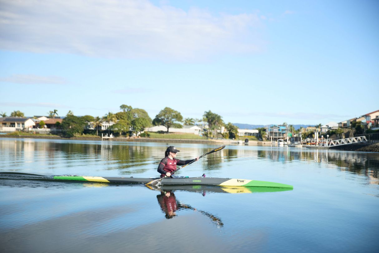 Paralympian, Susan Seipel kayaks through the canals
