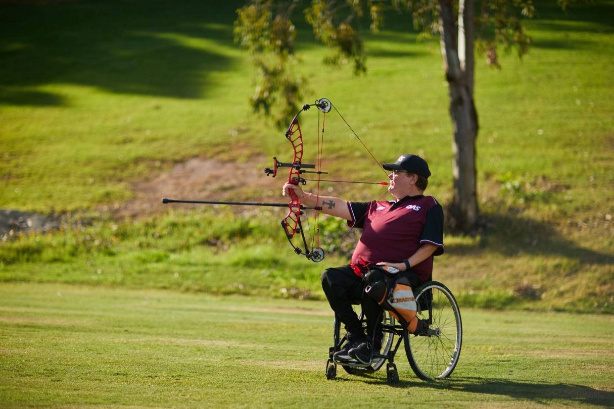 Chris Davis Para archery athlete training at Queensland Academy of Sport.