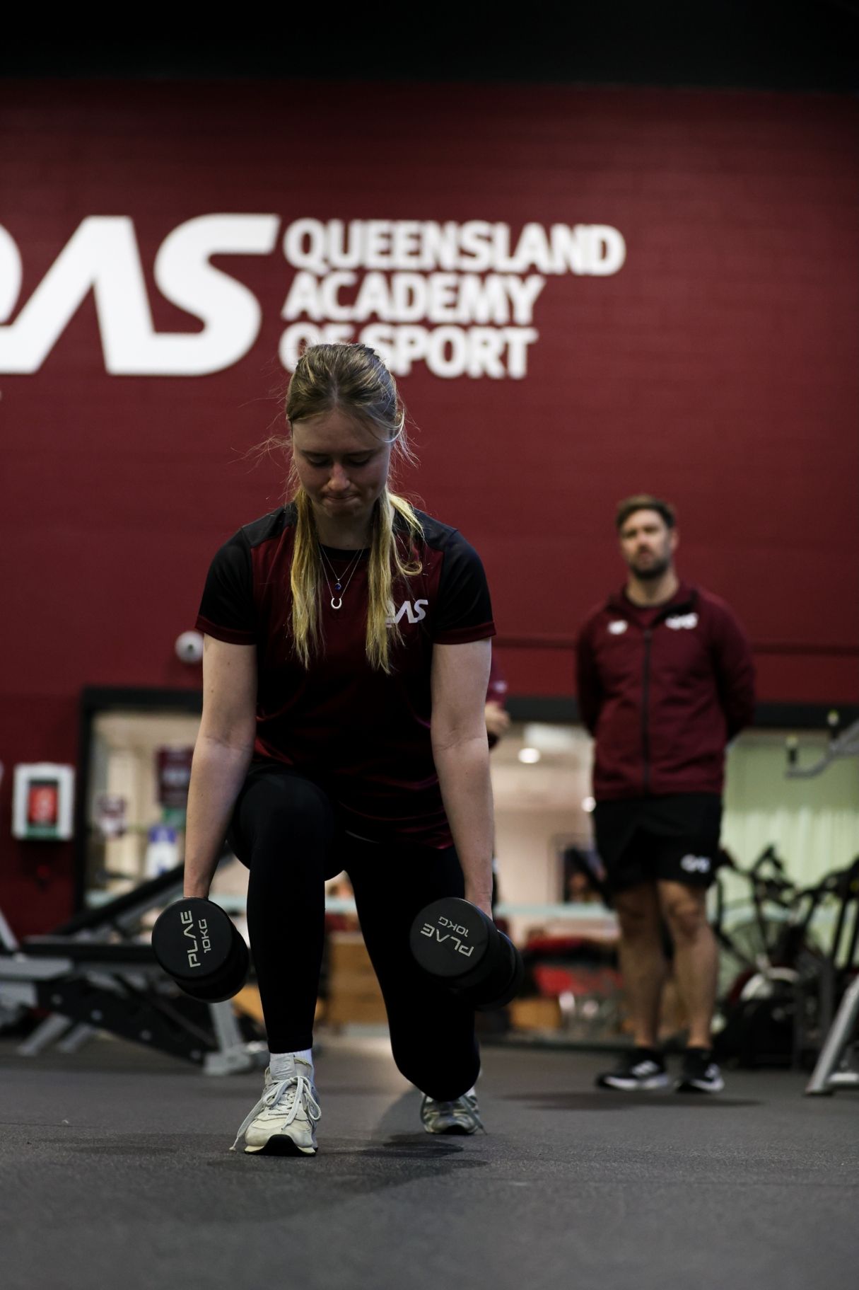 Para athlete Georgia Gunew training with Strength and Conditioning Coach Cameron Lane at QAS high-performance gym