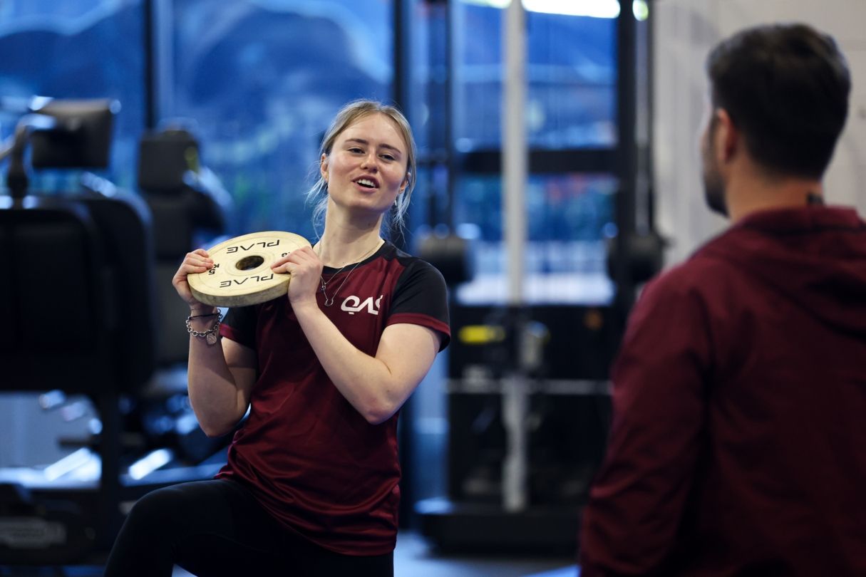 Para athlete Georgia Gunew training with support team and Strength and Conditioning Coach Cameron Lane at QAs high-performance gym