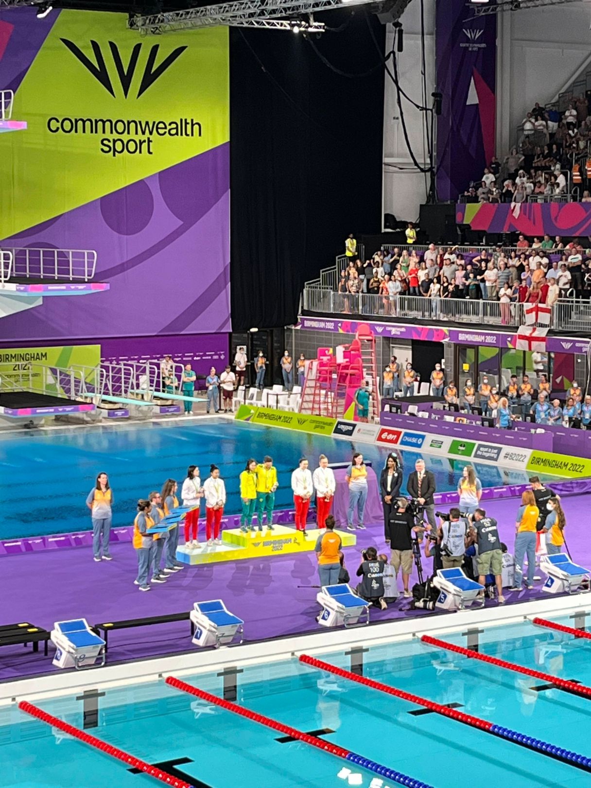 venue and athletes on pool deck
