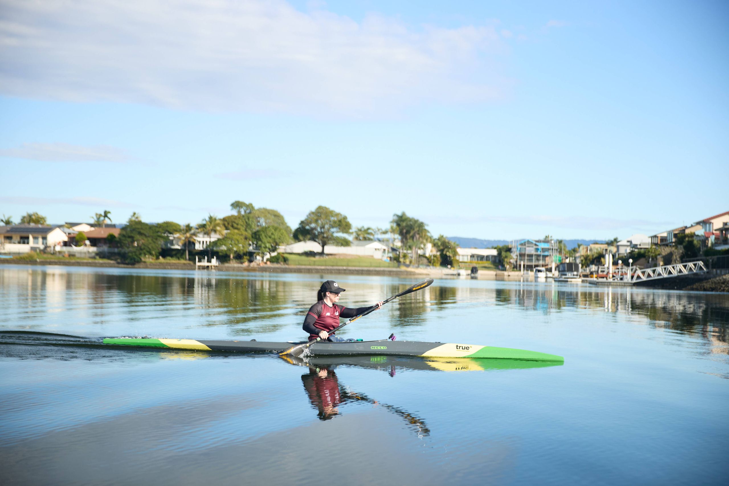 Paralympian, Susan Seipel kayaks through the canals